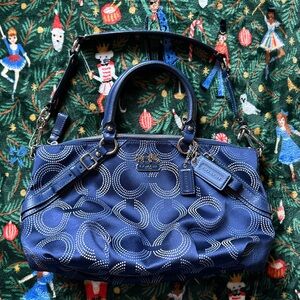 COACH Madison Dotted Op Art Signature Sophia Satchel